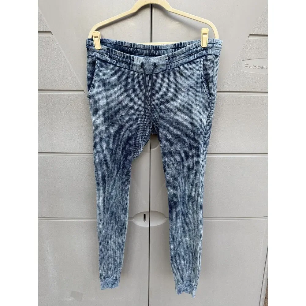 Cotton Citizen Men Blue Acid Wash Thermal Jogger Sweatpants Sz M USA Made Lounge